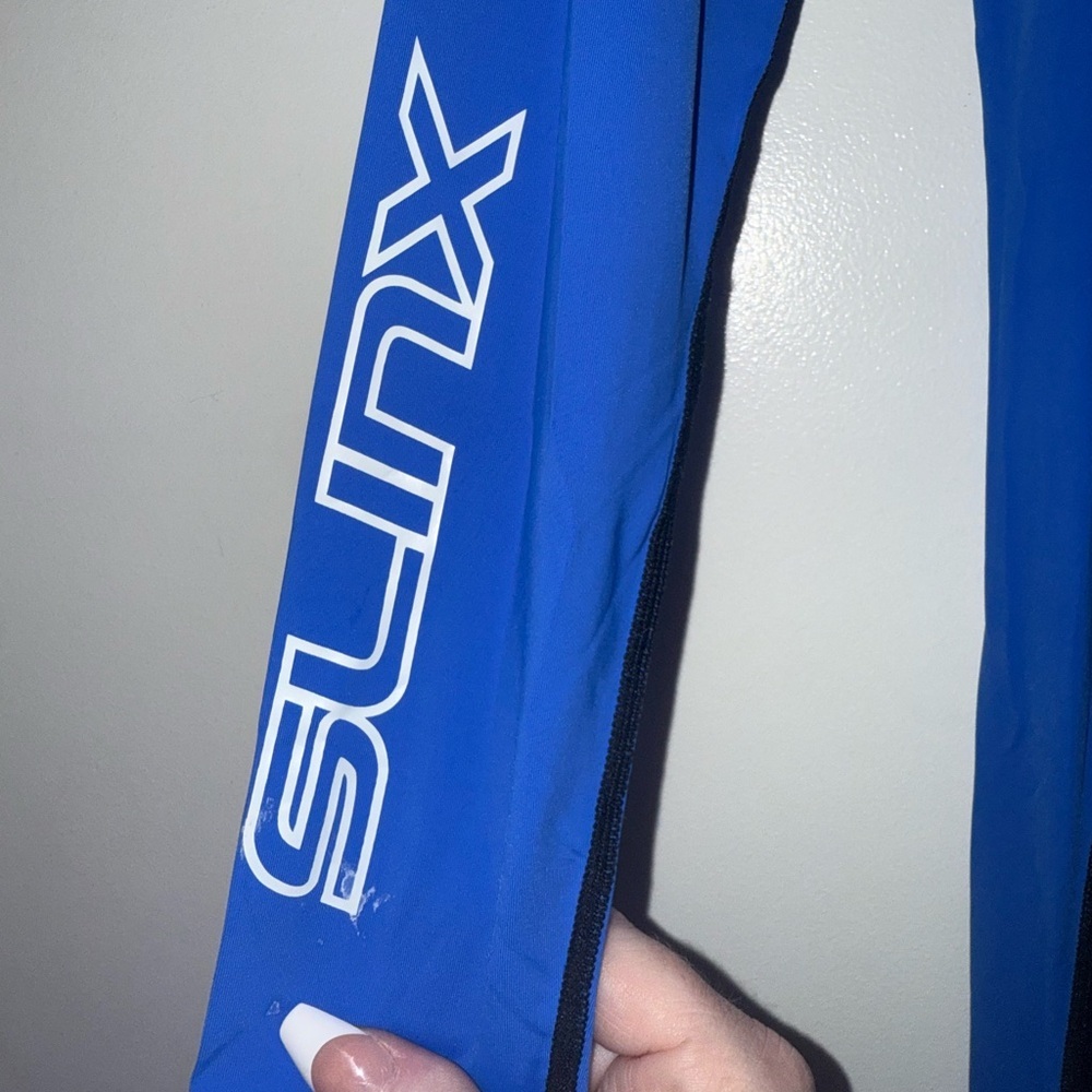 SLINX Full Body Dive Skin Rash Guard Wetsuit US Small Black Blue Stirrups - Picture 5 of 14